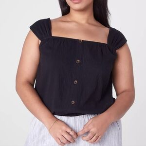 Lane Bryant Cap Sleeve Square Neck Top In Black Size Woman's 3X